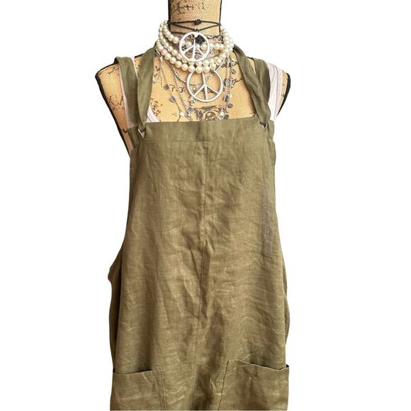 NEW - YUKI BUTTONS 100% Linen overalls women casual jumpsuit Loose pants boho - Picture 5 of 14